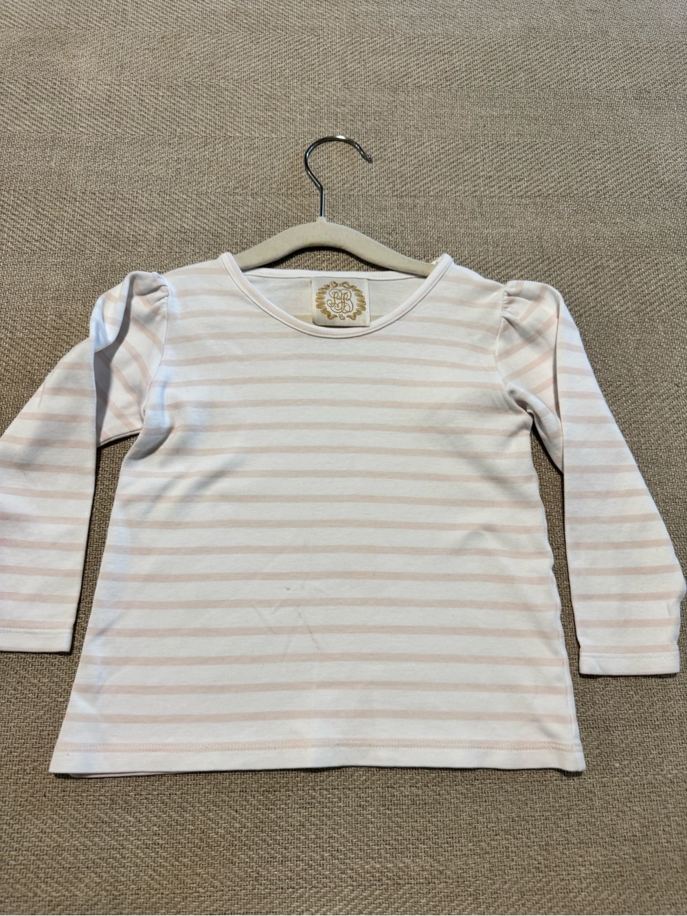 TBBC 4T Pink & white long sleeve shirt size 4T- fits more like a 3T